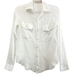 Stella McCartney Sheer White Silk Cotton Button‎ Down Blouse EU 38 / US 6